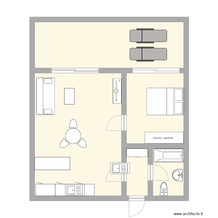 Plan 28877. Plan de 5 pièces et 63 m2