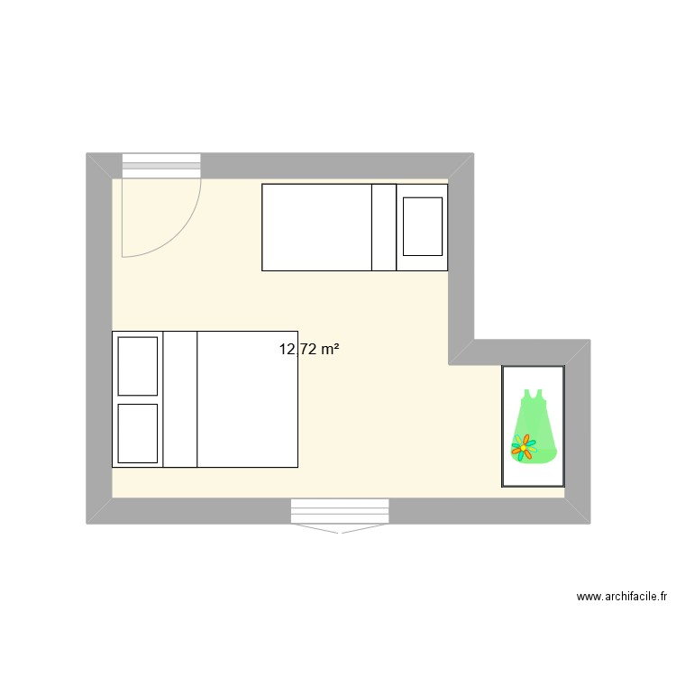 chambre 1 gite . Plan de 1 pièce et 13 m2