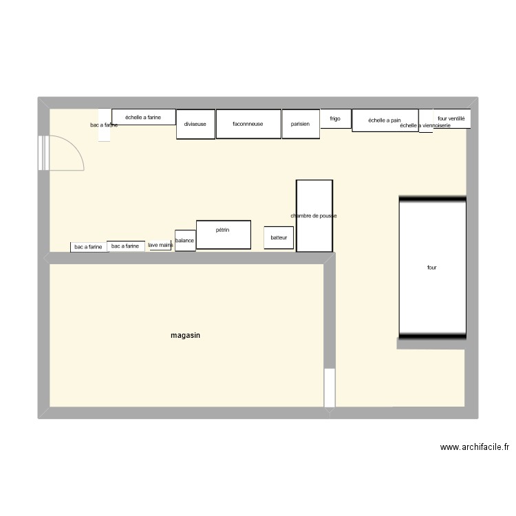 labo boualngerie . Plan de 2 pièces et 63 m2