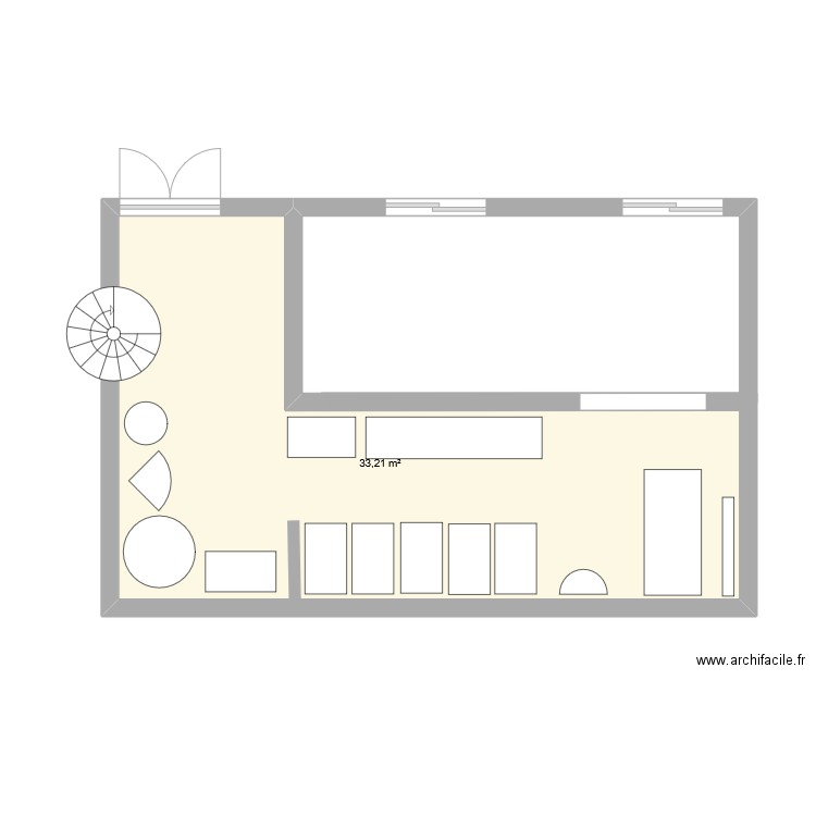  PLAN 1 . Plan de 1 pièce et 33 m2