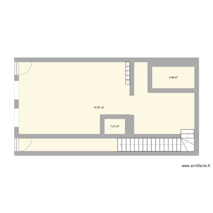 bernieres. Plan de 3 pièces et 53 m2