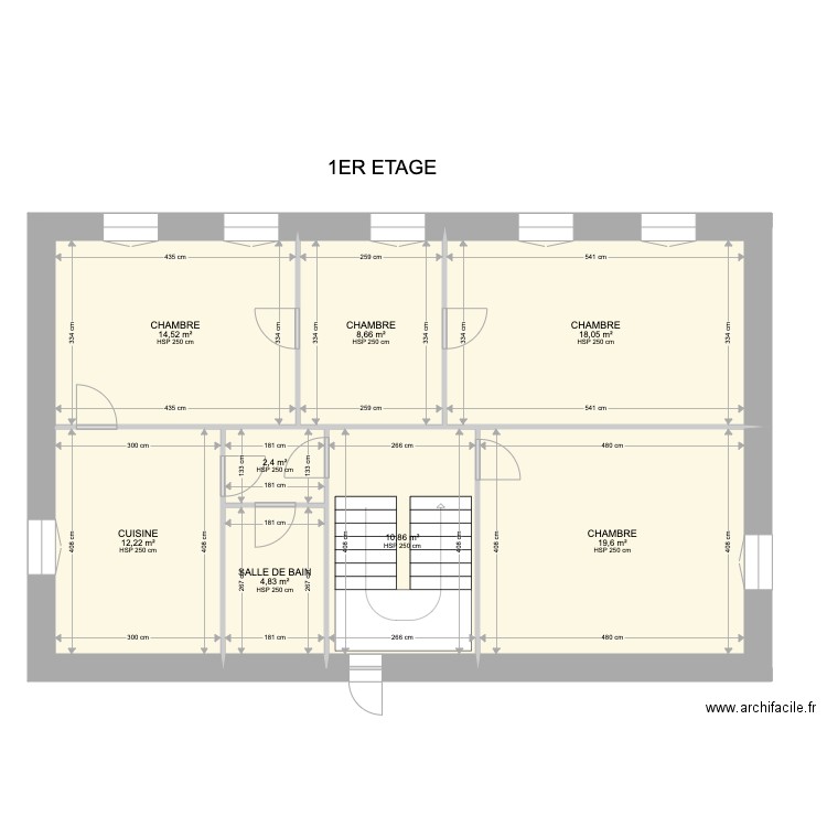 Condamine 1erETAGE. Plan de 8 pièces et 91 m2