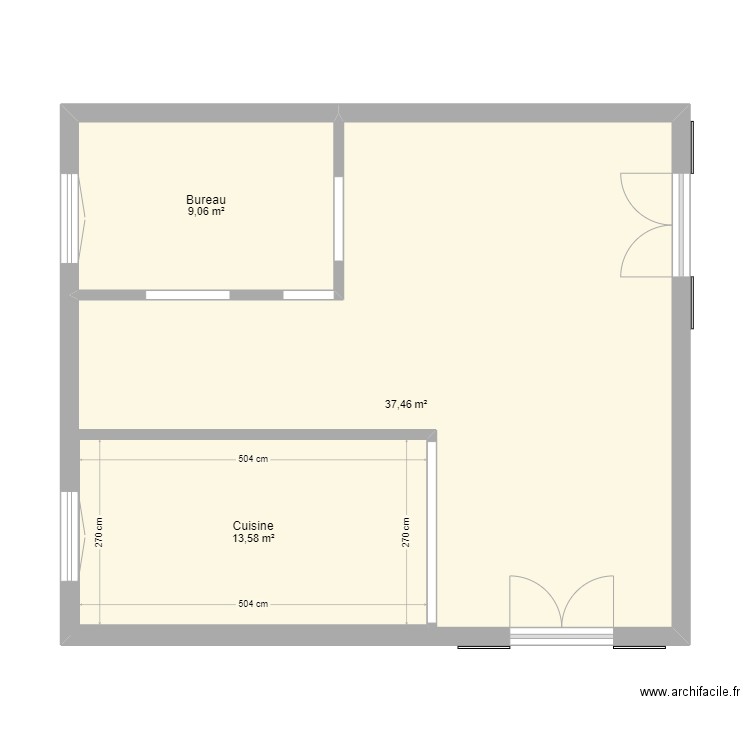 Maison Choisy. Plan de 3 pièces et 76 m2