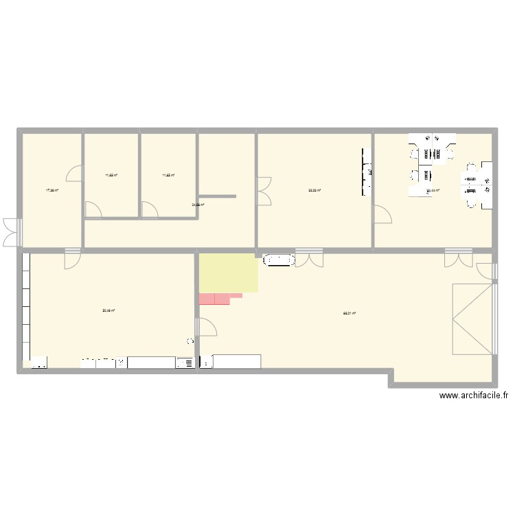 LOCAUX. Plan de 8 pièces et 273 m2