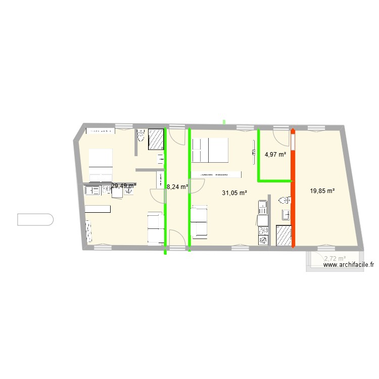 MESDAMES rdc. Plan de 10 pièces et 192 m2