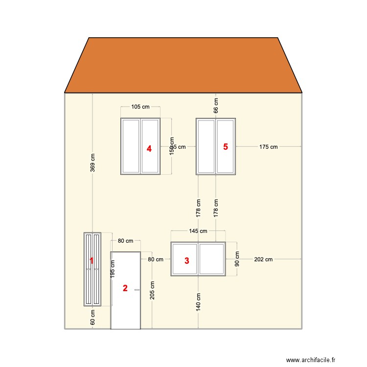 Façade SUD Schuman. Plan de 1 pièce et 39 m2