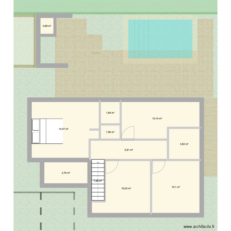 futur projet. Plan de 15 pièces et 130 m2