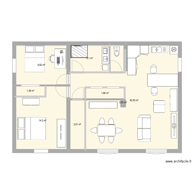 mistral 2. Plan de 8 pièces et 79 m2