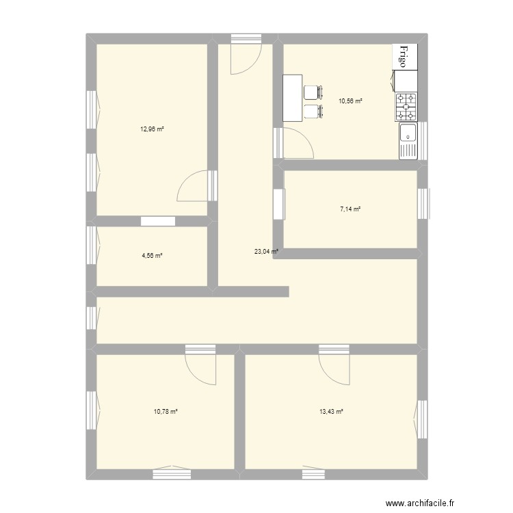 ABOULAMELO. Plan de 7 pièces et 82 m2