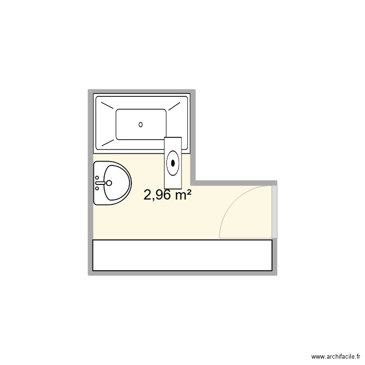 SDB Shenouda. Plan de 1 pièce et 3 m2