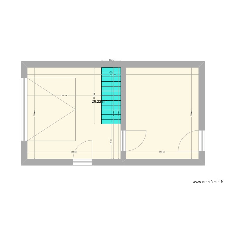 Garage to Bureau. Plan de 1 pièce et 26 m2