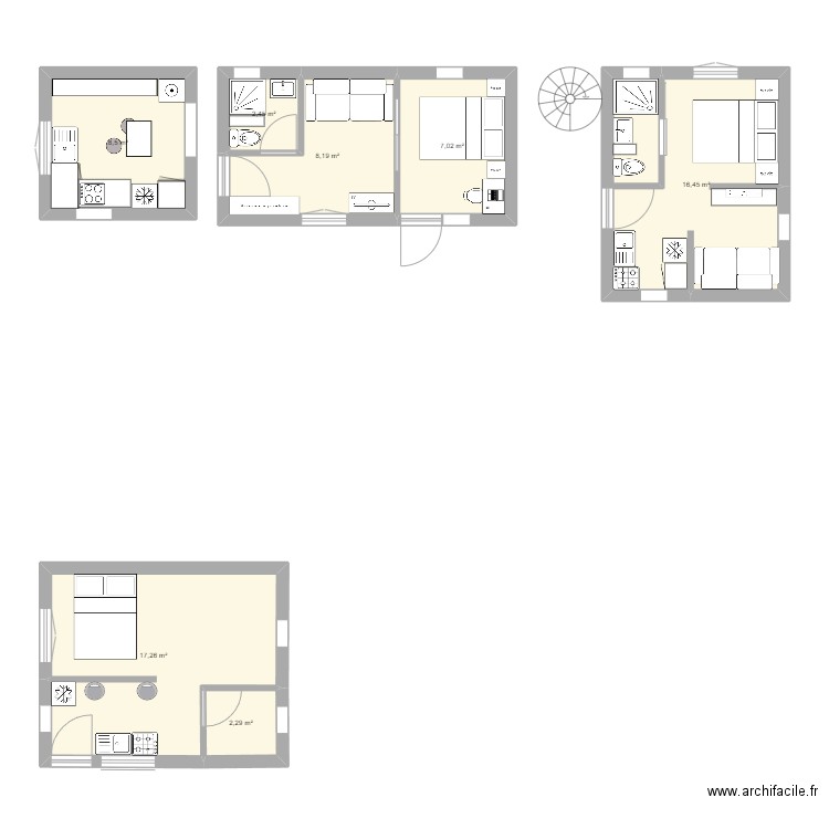 Ste-Thérèse v0. Plan de 7 pièces et 62 m2