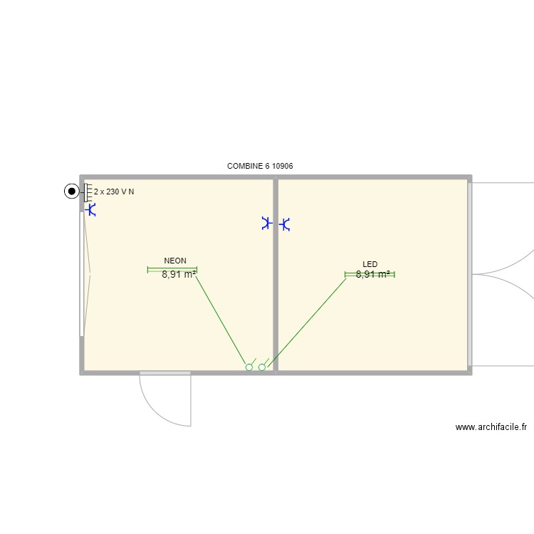 6 10906. Plan de 2 pièces et 18 m2