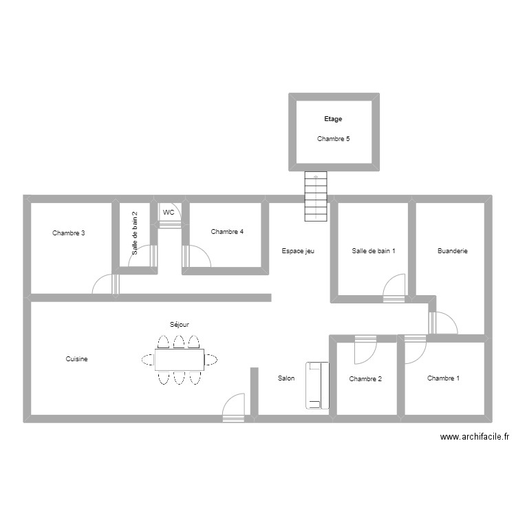 Maison Rochefort du Gard. Plan de 7 pièces et 123 m2