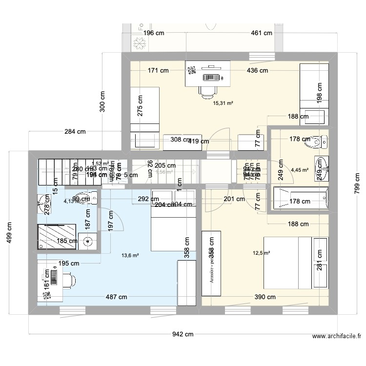 ROUSSART NEW v01. Plan de 14 pièces et 137 m2