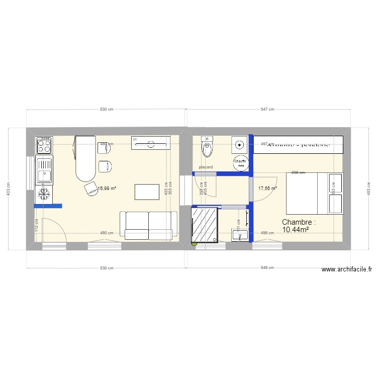 appart 4  version 141024 - 36m². Plan de 2 pièces et 35 m2