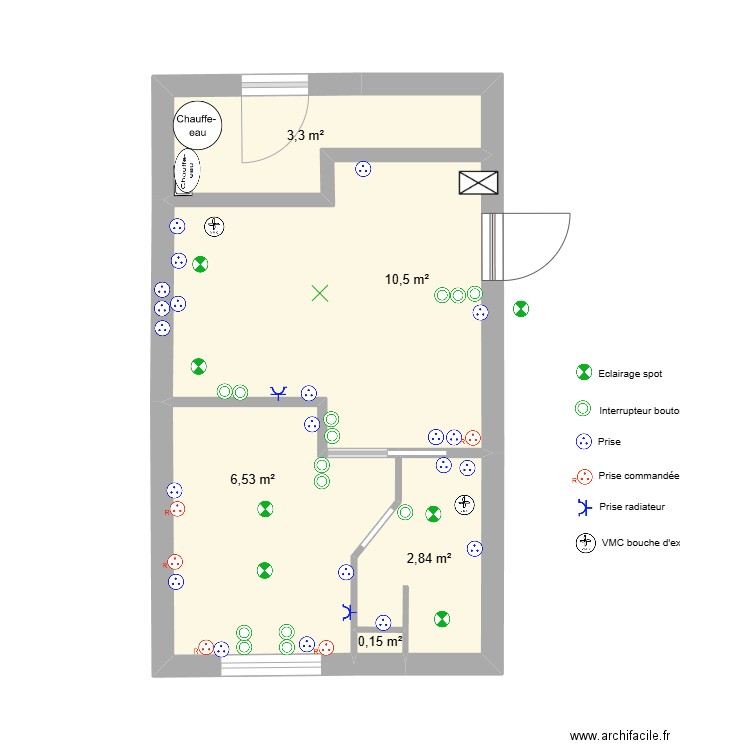 fadom11 réseau elec. Plan de 5 pièces et 23 m2