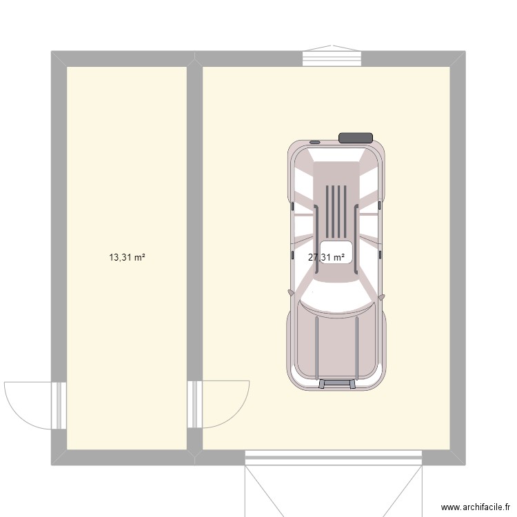 garage. Plan de 2 pièces et 41 m2