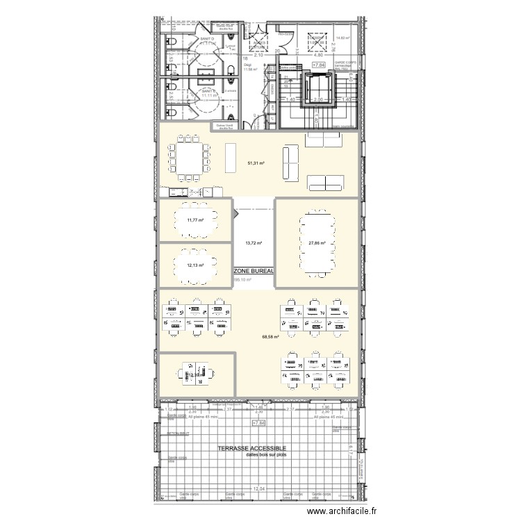 Bureaux Park Anna. Plan de 7 pièces et 198 m2