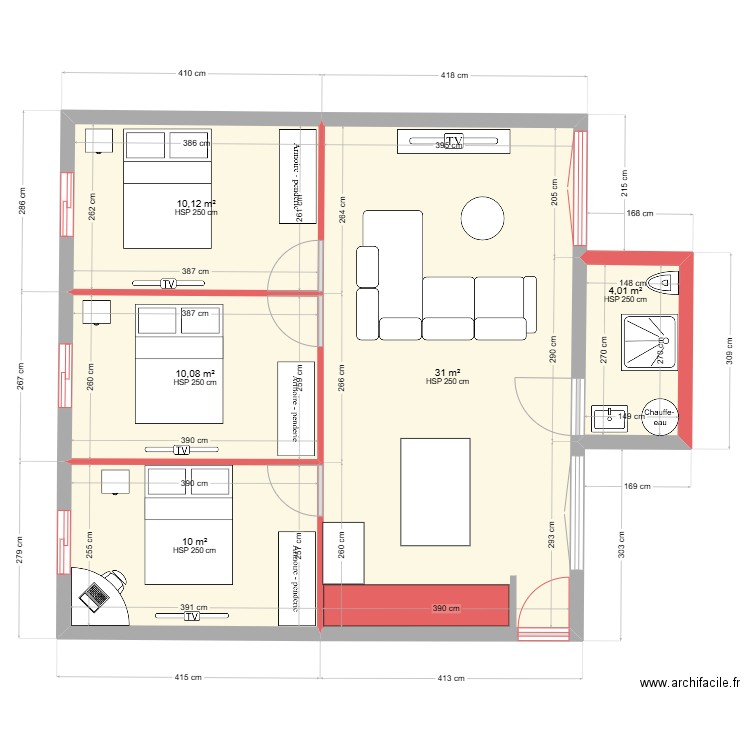 Nina 1. Plan de 5 pièces et 65 m2