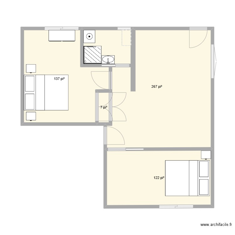 Appart 82. Plan de 4 pièces et 50 m2