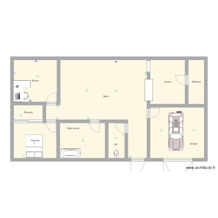 Plan maison 2. Plan de 9 pièces et 118 m2