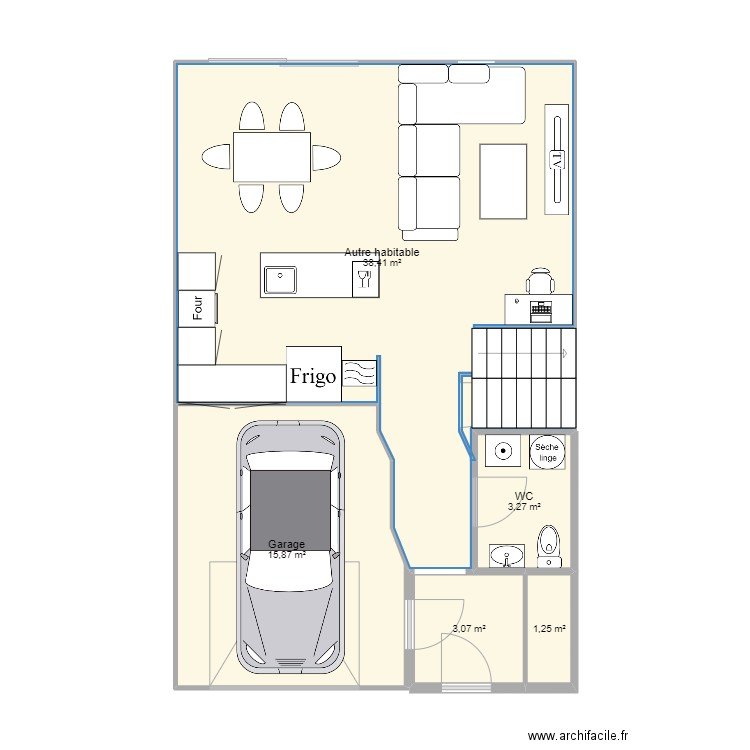 11 marais. Plan de 5 pièces et 62 m2