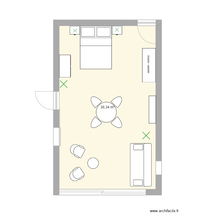 salle ping pong lavandou. Plan de 1 pièce et 30 m2