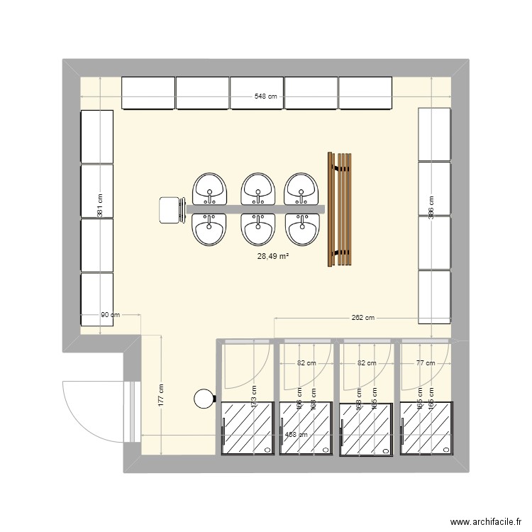 vestiaire maitrise. Plan de 1 pièce et 28 m2