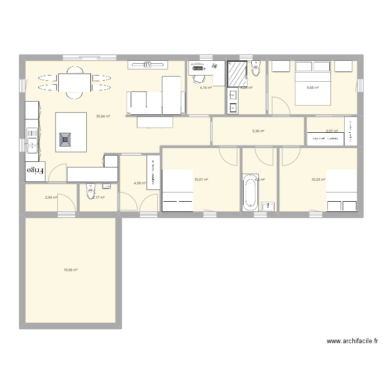 plan3. Plan de 13 pièces et 115 m2