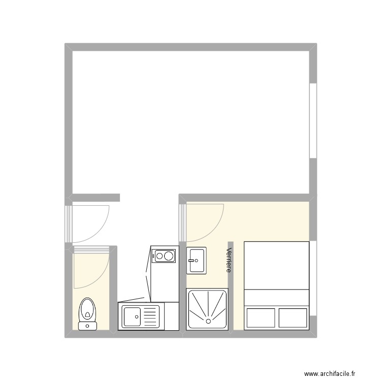 Anne1. Plan de 2 pièces et 8 m2