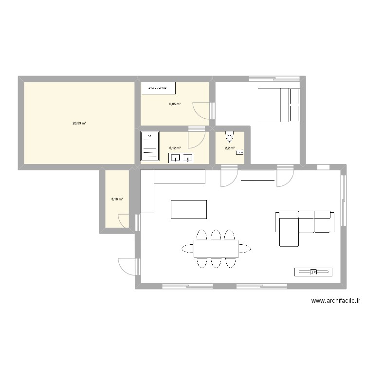 Essai Maison 1. Plan de 5 pièces et 38 m2