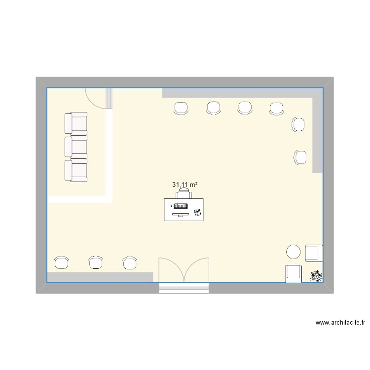 salon de coiffure pour dossier devollopement durable. Plan de 1 pièce et 31 m2