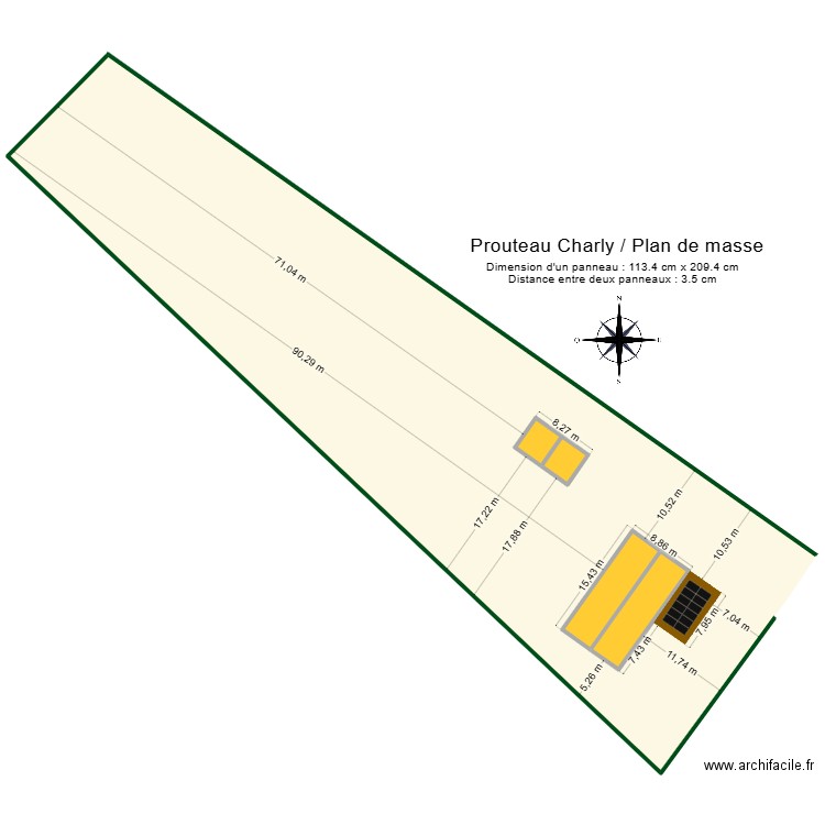 Prouteau Charly plan de masse. Plan de 3 pièces et 153 m2