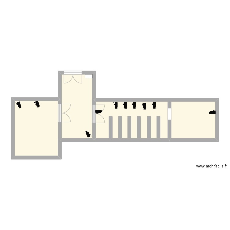 Magasin Stock. Plan de 2 pièces et 53 m2