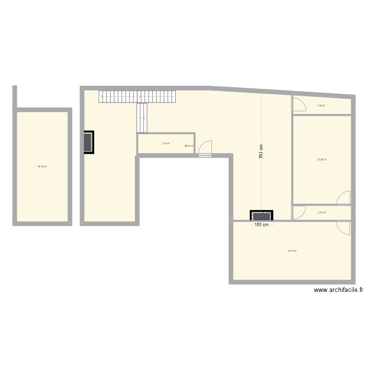 maison Cogny. Plan de 7 pièces et 185 m2