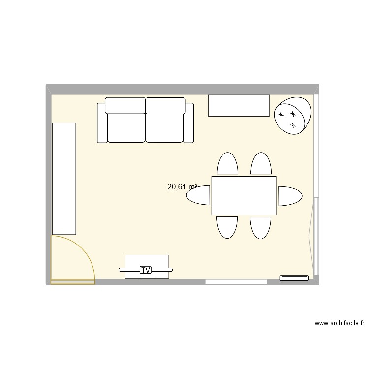 SAM. Plan de 1 pièce et 21 m2