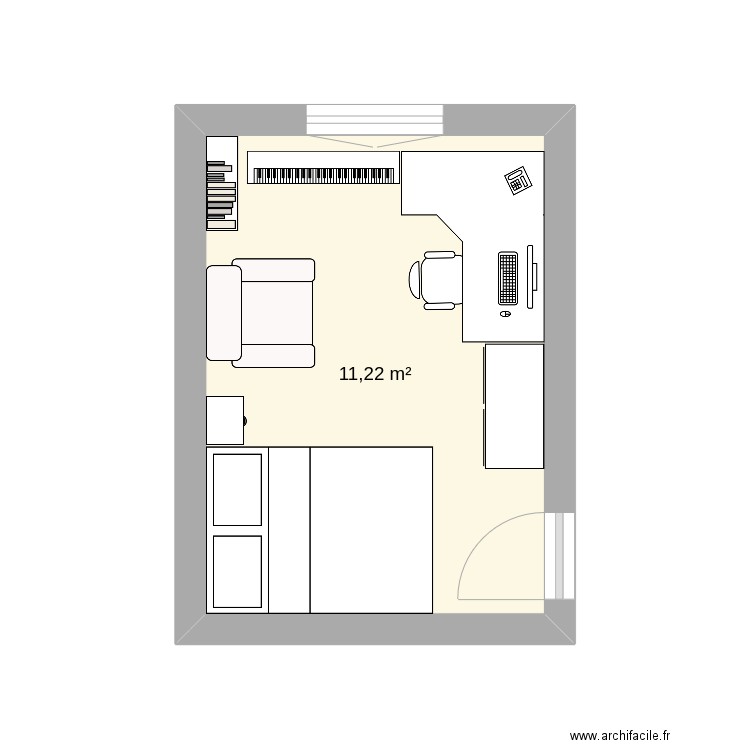 Chambre. Plan de 1 pièce et 11 m2