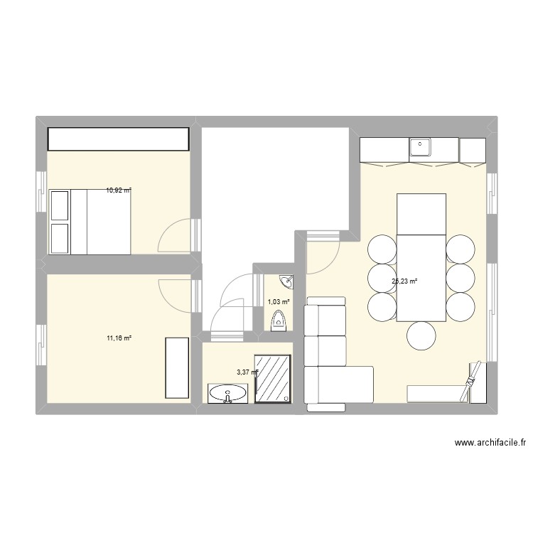 maison. Plan de 5 pièces et 52 m2