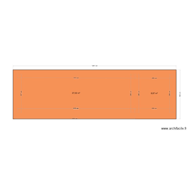 box. Plan de 2 pièces et 36 m2