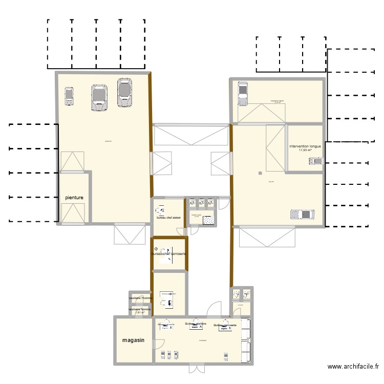 garage . Plan de 18 pièces et 405 m2