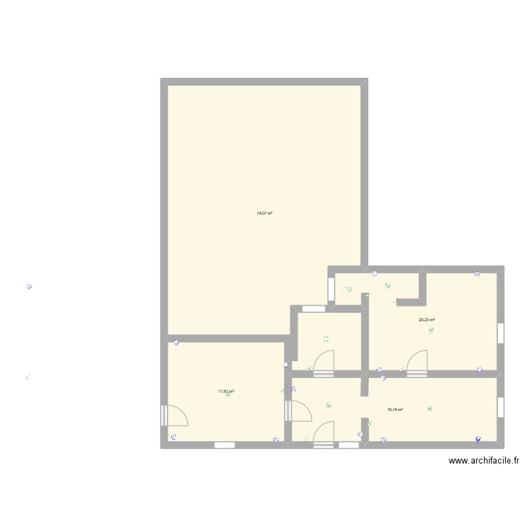 T2 Nolay. Plan de 4 pièces et 132 m2