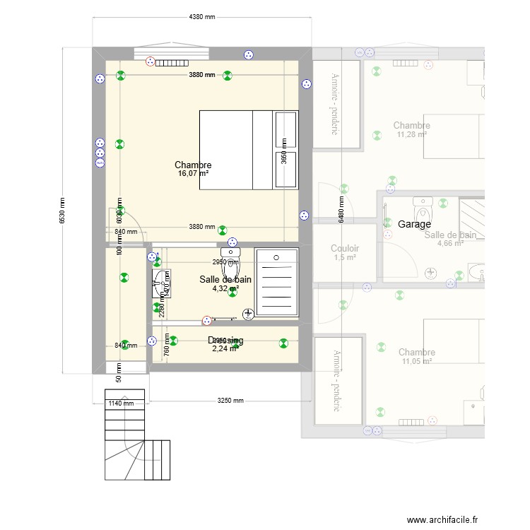 Germ. Plan de 9 pièces et 82 m2