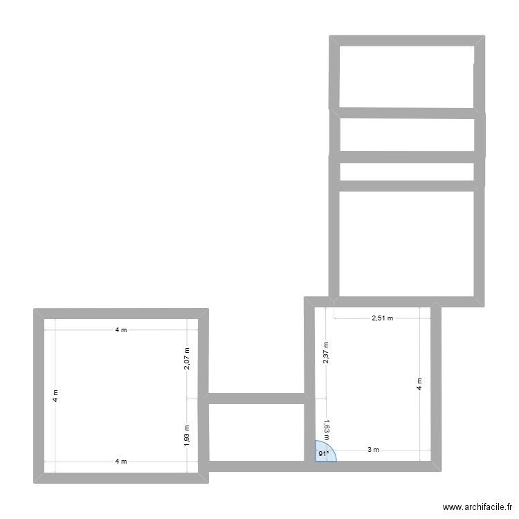 jerbaa. Plan de 2 pièces et 28 m2