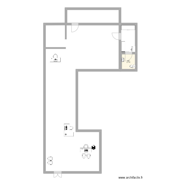 optic 2000. Plan de 1 pièce et 3 m2