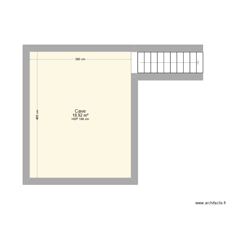 Cave. Plan de 1 pièce et 19 m2