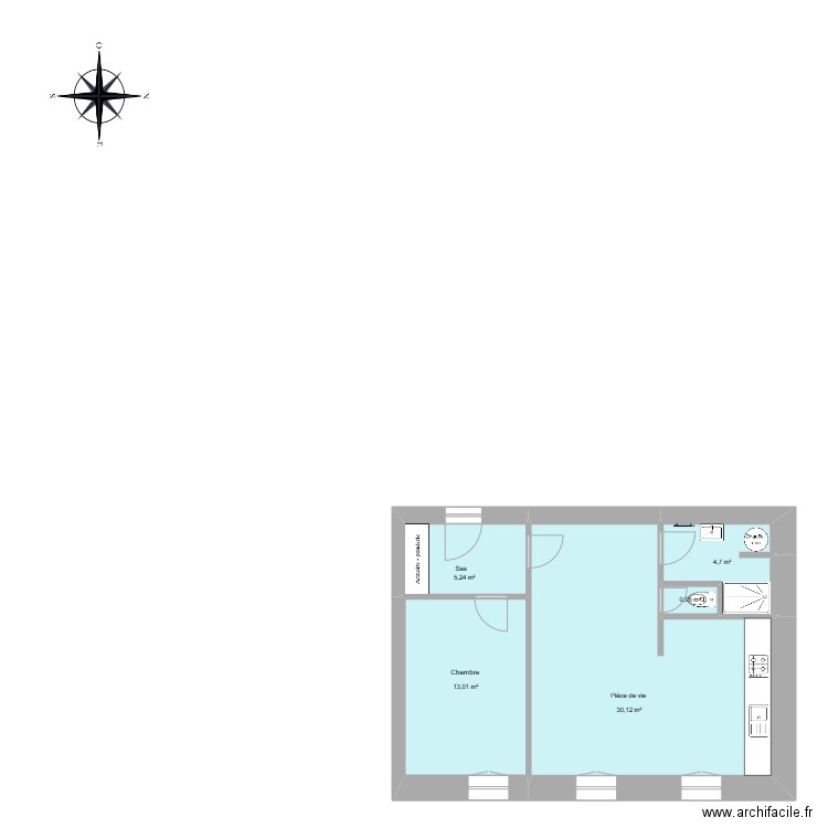 Maison ABC Les Cascades. Plan de 5 pièces et 54 m2