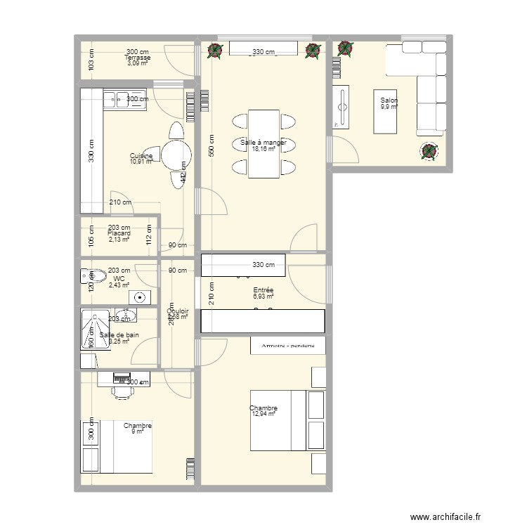 ALLONNES. Plan de 11 pièces et 81 m2