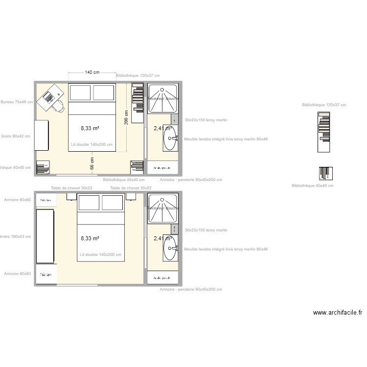 plan 429x265 bloqué. Plan de 4 pièces et 21 m2