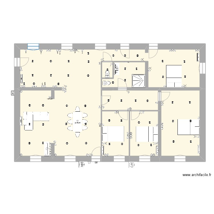 fred. Plan de 7 pièces et 145 m2